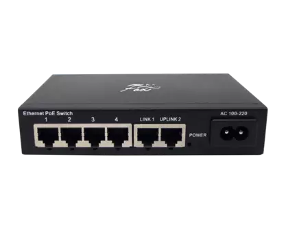 Коммутатор FOX FX-POE4.2, кол-во портов: 4x100 Мбит/с, кол-во SFP/uplink: RJ-45 2x100 Мбит/с, PoE: 4x30 Вт (макс. 60 Вт) (FX-POE4.2)