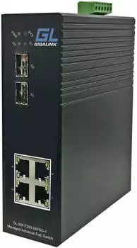Коммутатор GigaLink GL-SW-F203-04PSG-I, управляемый, кол-во портов: 4x100 Мбит/с, кол-во SFP/uplink: 2x1 Гбит/с, PoE: 4шт.x30W (макс. 120W)