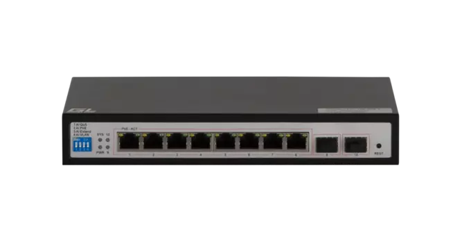 Коммутатор Nikomax (Gigalink) GL-SW-G105-08P, управляемый, кол-во портов: 8x1 Гбит/с, SFP 2x1 Гбит/с, PoE: 8x30Вт (макс. 120Вт) (GL-SW-G105-08P)