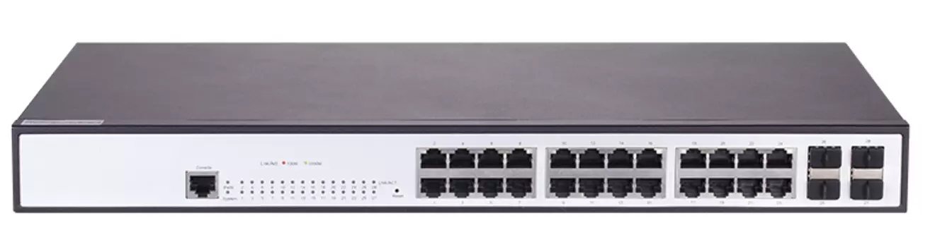 Коммутатор Nikomax (Gigalink) GL-SW-G201-28, управляемый, кол-во портов: 24x1 Гбит/с, кол-во SFP/uplink: 4x1 Гбит/с, установка в стойку