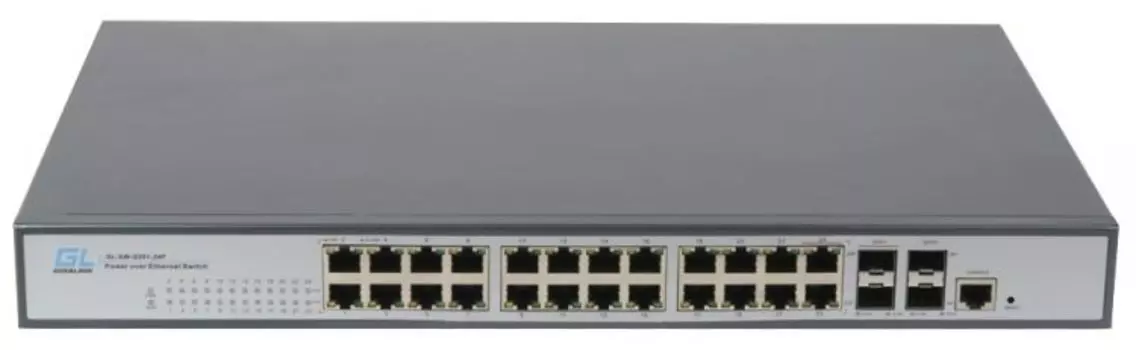 Коммутатор Nikomax (Gigalink) GL-SW-G204-24P, управляемый, кол-во портов: 24x1 Гбит/с, кол-во SFP/uplink: 4x1 Гбит/с, установка в стойку, PoE: 24шт.x15.4W (макс. 400W)