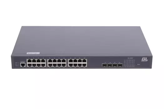 Коммутатор Nikomax (Gigalink) GL-SW-G204-28P, управляемый, кол-во портов: 24x1 Гбит/с, SFP+ 4x10 Гбит/с, установка в стойку, PoE: 24x30Вт (макс. 400Вт) (GL-SW-G204-28P)