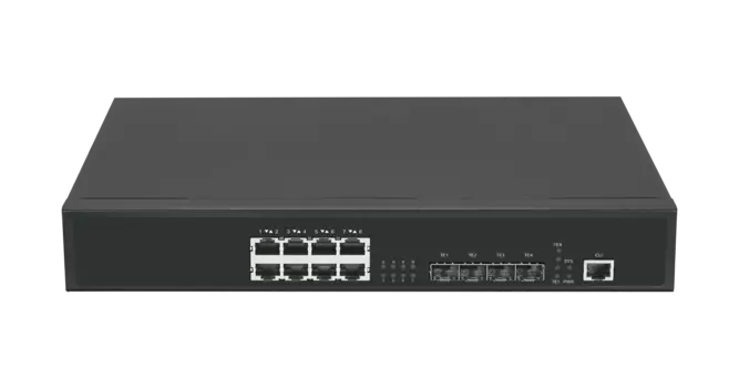 Коммутатор Nikomax (Gigalink) GL-SW-G302-12TC, управляемый, кол-во портов: 8x2.5 Гбит/с, кол-во SFP/uplink: SFP+ 4x10 Гбит/с (GL-SW-G302-12TC)