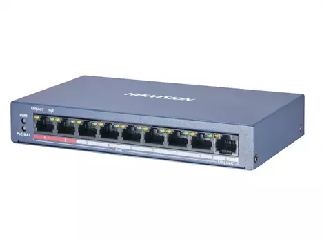 Коммутатор Hikvision DS-3E0109P-E/M(B), кол-во портов: 8x100 Мбит/с, кол-во SFP/uplink: RJ-45 1x100 Мбит/с, PoE: 8x30Вт (макс. 58Вт) (DS-3E0109P-E/M(B))