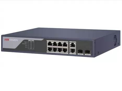 Коммутатор Hikvision DS-3E1310P-SI, управляемый, кол-во портов: 8x100 Мбит/с, кол-во SFP/uplink: combo RJ-45/SFP 2x1 Гбит/с, PoE: 8x30Вт (макс. 125Вт) (DS-3E1310P-SI)