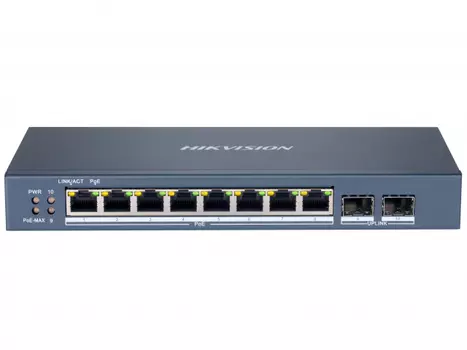 Коммутатор Hikvision DS-3E1510P-SI, управляемый, кол-во портов: 8x1 Гбит/с, combo RJ-45/SFP 2x1 Гбит/с, установка в стойку, PoE: 8x30Вт (макс. 110Вт) (DS-3E1510P-SI)