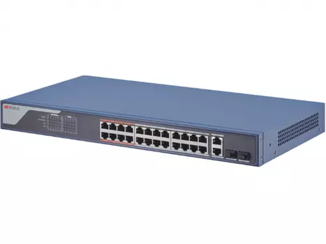 Коммутатор HiWatch SWT-1326P, управляемый, кол-во портов: 24x100 Мбит/с, кол-во SFP/uplink: combo RJ-45/SFP 2x1 Гбит/с, PoE: 24x30Вт (макс. 370Вт) (SWT-1326P)