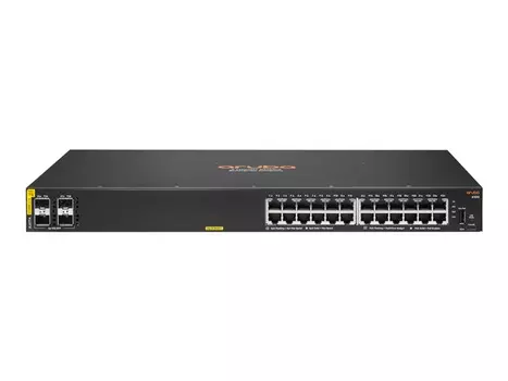 Коммутатор HPE Aruba 6100, управляемый, кол-во портов: 24x1000 SFP+ 4x10 Гбит/с, установка в стойку, PoE: 24x30 Вт (макс. 370 Вт) (JL677A)