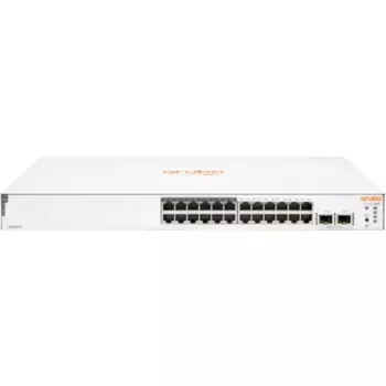 Коммутатор HPE Aruba Instant On 1830 24G 12p, управляемый, кол-во портов: 24x1 Гбит/с, кол-во SFP/uplink: SFP 2x1 Гбит/с, установка в стойку, PoE (макс. 195 Вт) (JL813A)