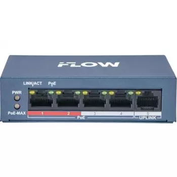 Коммутатор iFlow F-SW-EU205POE-V/L, кол-во портов: 4x100 Мбит/с, кол-во SFP/uplink: RJ-45 1x100 Мбит/с, PoE: 4x30 Вт (макс. 35 Вт) (301803320)