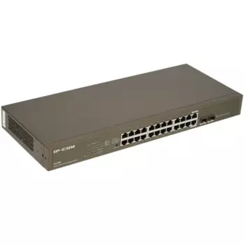 Коммутатор IP-COM G1024F, кол-во портов: 24x1 Гбит/с, кол-во SFP/uplink: SFP 2x1 Гбит/с (G1024F)