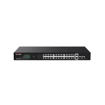 Коммутатор IP-Com G1128P-24-250W, кол-во портов: 24x1 Гбит/с SFP 2x1 Гбит/с, кол-во SFP/uplink: RJ-45 2x1 Гбит/с, установка в стойку, PoE: 24x30 Вт (макс. 230 Вт) (G1128P-24-250W)