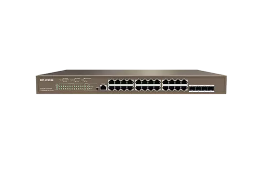 Коммутатор IP-Com G5328P-24-410W, управляемый, кол-во портов: 24x1 Гбит/с, SFP 4x1, установка в стойку, PoE: 24x30 Вт (макс. 370 Вт) (G5328P-24-410W)