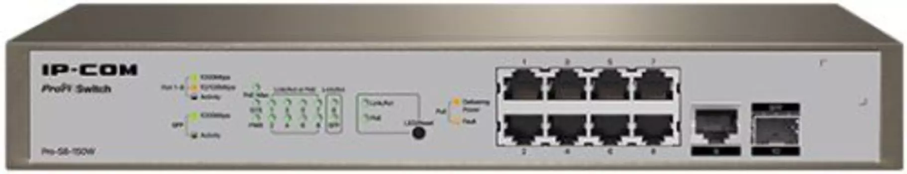 Коммутатор IP-COM PRO-S8-150W, управляемый, кол-во портов: 9x1 Гбит/с, кол-во SFP/uplink: SFP 1x1 Гбит/с, PoE: 8x30Вт (макс. 130Вт) (PRO-S8-150W)