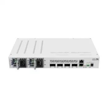 Коммутатор MikroTik Cloud Router Switch CRS504-4XQ-IN, управляемый, кол-во портов: 1x100 Мбит/с, QSFP28 4x100 Гбит/с, установка в стойку (CRS504-4XQ-IN)
