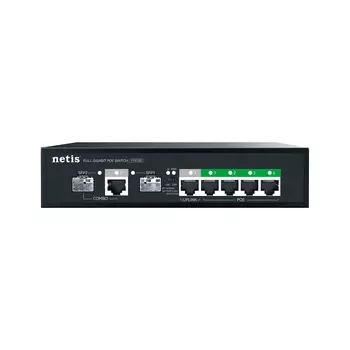 Коммутатор Netis P107GS, кол-во портов: 4x1 Гбит/с combo RJ-45/SFP 2x1 Гбит/с, кол-во SFP/uplink: RJ-45 1x1 Гбит/с, PoE: 4x15 Вт (макс. 60 Вт) (P107GS)