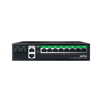Коммутатор Netis P112GS, кол-во портов: 8x1 Гбит/с, кол-во SFP/uplink: combo RJ-45/SFP 4x1 Гбит/с (макс. 120 Вт) (P112GS)