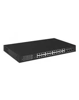 Коммутатор NST NS-SW-24F4G-P, кол-во портов: 24x100 Мбит/с, кол-во SFP/uplink: combo RJ-45/SFP 4x1 Гбит/с, установка в стойку, PoE: 24x30 Вт (макс. 385 Вт) (NS-SW-24F4G-P)