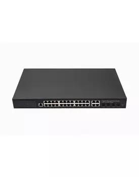 Коммутатор NST NS-SW-24G4G-PL, управляемый, кол-во портов: 24x1 Гбит/с, кол-во SFP/uplink: combo RJ-45/SFP 4x1 Гбит/с, установка в стойку, PoE: 24x30 Вт (макс. 400 Вт)