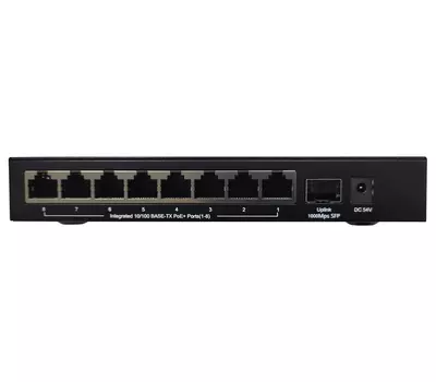 Коммутатор ORIGO OS1209P, кол-во портов: 8x100 Мбит/с, кол-во SFP/uplink: SFP 1x1 Гбит/с, PoE: 8x30Вт (макс. 80Вт) (OS1209P/A1A)