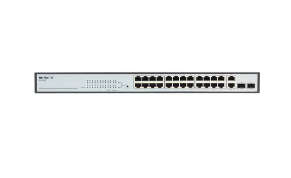 Коммутатор ORIGO OS1326P/280W, управляемый, кол-во портов: 24x100 Мбит/с, кол-во SFP/uplink: combo RJ-45/SFP 2x1 Гбит/с, установка в стойку, PoE: 24x30 Вт (макс. 280 Вт) (OS1326P/280W/A1A)