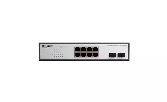 Коммутатор ORIGO OS2210FP/120W, кол-во портов: 8x1 Гбит/с, кол-во SFP/uplink: SFP 2x1 Гбит/с, PoE: 8x30 Вт (макс. 120 Вт) (OS2210FP/120W/A1A)