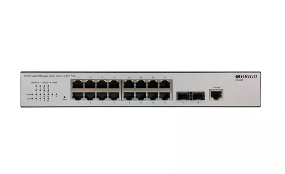 Коммутатор ORIGO OS3118, управляемый, кол-во портов: 16x1000, кол-во SFP/uplink: SFP 2x1 Гбит/с, установка в стойку (OS3118/A2A)
