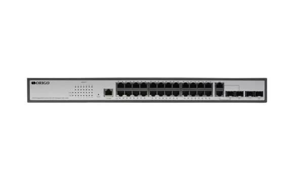 Коммутатор ORIGO OS3128P/250W, управляемый, кол-во портов: 24x1 Гбит/с SFP 2x1, кол-во SFP/uplink: combo RJ-45/SFP 2x1 Гбит/с, установка в стойку, PoE: 24x30 Вт (макс. 250 Вт) (OS3128P/250W/A1A)