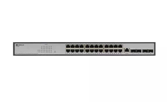 Коммутатор ORIGO OS3228P/380W, управляемый, кол-во портов: 24x1 Гбит/с, кол-во SFP/uplink: SFP+ 4x10 Гбит/с, PoE: 24x30 Вт (макс. 380 Вт) (OS3228P/380W/A1A)