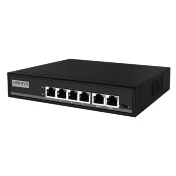 Коммутатор OSNOVO SW-20600/A(80W), кол-во портов: 6x100 Мбит/с, PoE: 4x30Вт (макс. 80Вт) (SW-20600/A(80W))