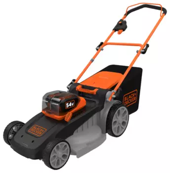 Колесная газонокосилка BLACK+DECKER CLM5448PC2, электрическая, аккумуляторная, Li-Ion, 2.5 А·ч, 54В, ширина скашивания 48см, высота скашивания 38мм-100мм, 83 дБ, объем травосборника 50л., 26.6кг