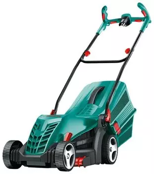 Колесная газонокосилка BOSCH ARM 37, электрическая, 1400Вт, ширина скашивания 37см, высота скашивания 20мм-70мм, 91 дБ, объем травосборника 40 л, 12кг (06008A6201)