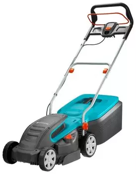 Колесная газонокосилка GARDENA PowerMax 1400/34, электрическая, 1400Вт, ширина скашивания 34см, высота скашивания 20мм-60мм, 79 дБ, объем травосборника 40 л, 9.7кг (05034-20.000.00)