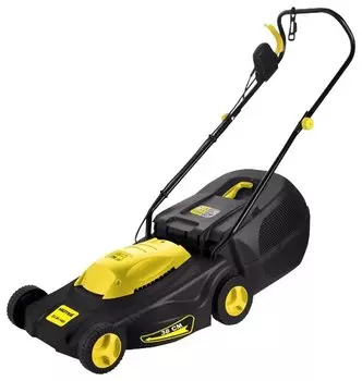 Колесная газонокосилка Huter ELM-1400, электрическая, 1400Вт, ширина скашивания 38см, высота скашивания 28мм-55мм, объем травосборника 40 л, 9кг