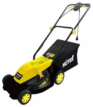 Колесная газонокосилка Huter ELM-1800, электрическая, 1800Вт, ширина скашивания 42см, высота скашивания 28мм-50мм, объем травосборника 45 л, 22кг