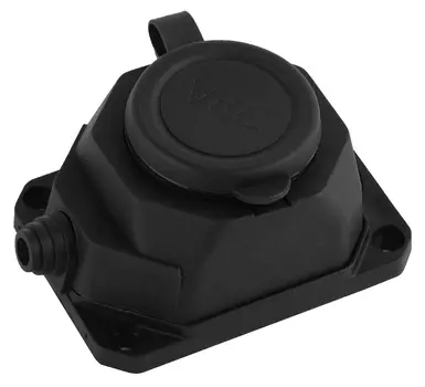Колодка удлинителя ЭРА K-1e-B-IP44 1-розетка, 16А, с/з, защитные крышки, черный (Б0044543)