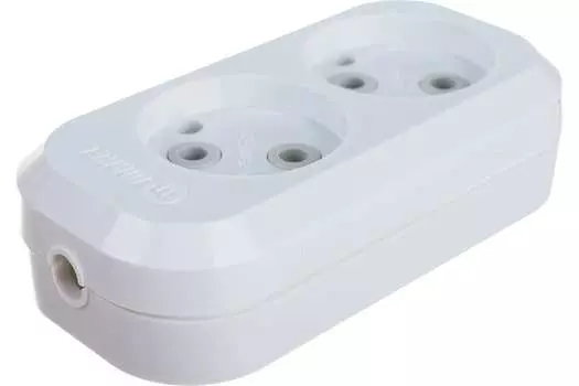Колодка удлинителя Makel 2-розетки, 10A, б/з, белый (MGP101)