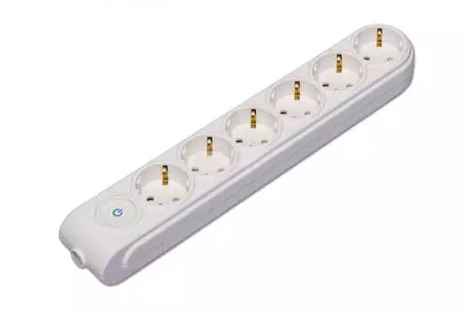 Колодка удлинителя Makel 6-розеток, 16A, с/з, белый (N6310000)