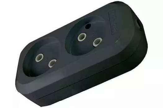 Колодка удлинителя TDM 2-розетки, 10A, б/з, черный (SQ1806-0112)