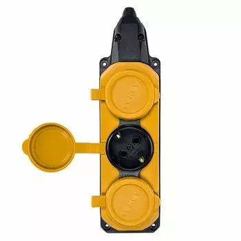 Колодка удлинителя TOKOV ELECTRIC 3-розетки, 16А, с/з, защитные крышки, черный/желтый (TKE-C07-KK3-Z)