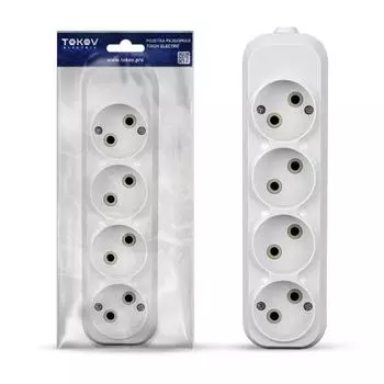 Колодка удлинителя TOKOV ELECTRIC TKE-C01-KU4 4-розетки, 10А, б/з, белый (TKE-C01-KU4)