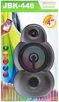 Акустика портативная JBK-446, AUX, USB, microSD, Bluetooth, подсветка, черный