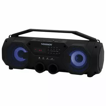 Портативная акустика SONNEN B306, 12 Вт, FM, AUX, USB, microSD, Bluetooth, подсветка, черный (513479)