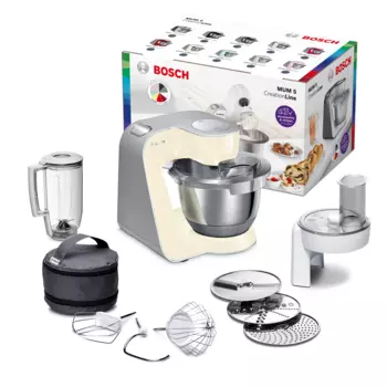 Комбайн Bosch MUM58920, 1000Вт, миксер, блендер, терка, бежевый/серебряный (MUM58920)