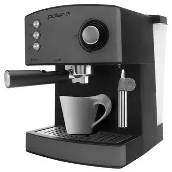 Кофеварка рожковая Polaris PCM 1527E Adore Crema, 850 Вт, кофе молотый, 1.5 л, ручной капучинатор, серый