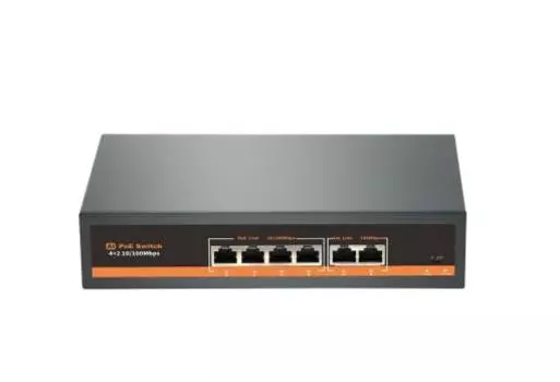 Коммутатор AK technology AK-SWP42, кол-во портов: 4x100 Мбит/с, кол-во SFP/uplink: RJ-45 2x100 Мбит/с, PoE: 4x15 Вт (макс. 65 Вт)