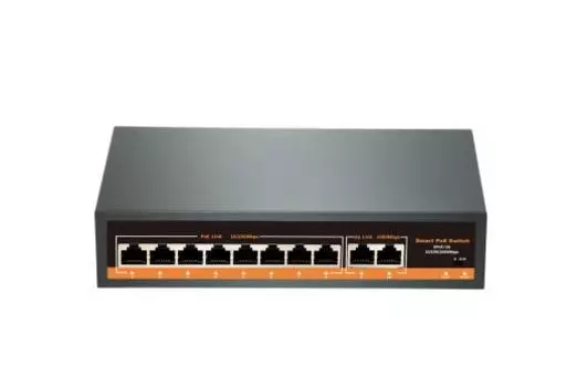 Коммутатор AK technology AK-SWP82, кол-во портов: 8x100 Мбит/с, кол-во SFP/uplink: RJ-45 2x1 Гбит/с, PoE: 8x15 Вт (макс. 120 Вт)