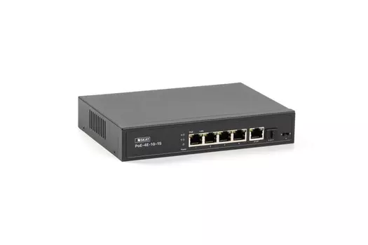 Коммутатор Бастион SKAT PoE-4E-1G-1S, кол-во портов: 4x100 Мбит/с, SFP 1x1, кол-во SFP/uplink: RJ-45 1x1 Гбит/с, PoE: 4x30 Вт (макс. 80 Вт) (4084)