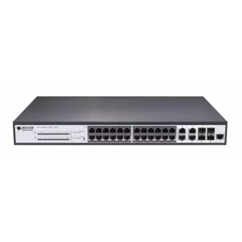 Коммутатор BDCOM S2528-P, управляемый, кол-во портов: 24x1 Гбит/с, кол-во SFP/uplink: SFP 4x1 Гбит/с, установка в стойку, PoE: 24x30Вт (макс. 370Вт) (S2528-P)