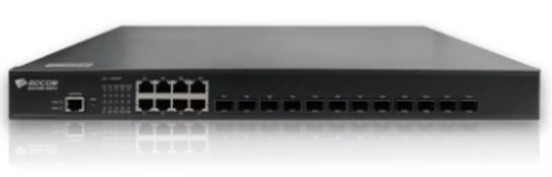 Коммутатор BDCOM S5612, управляемый, кол-во портов: 8x1 Гбит/с, кол-во SFP/uplink: 12x10 Гбит/с, установка в стойку